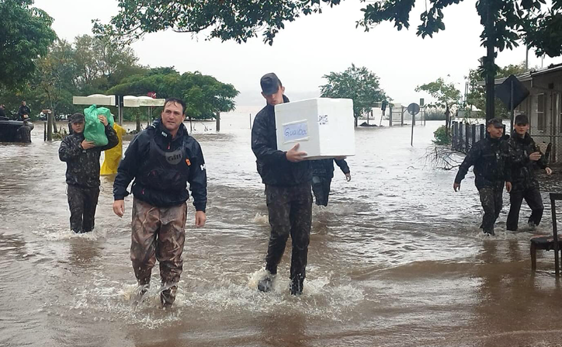 First responders in the Brazilian state of Rio Grande do Sul.