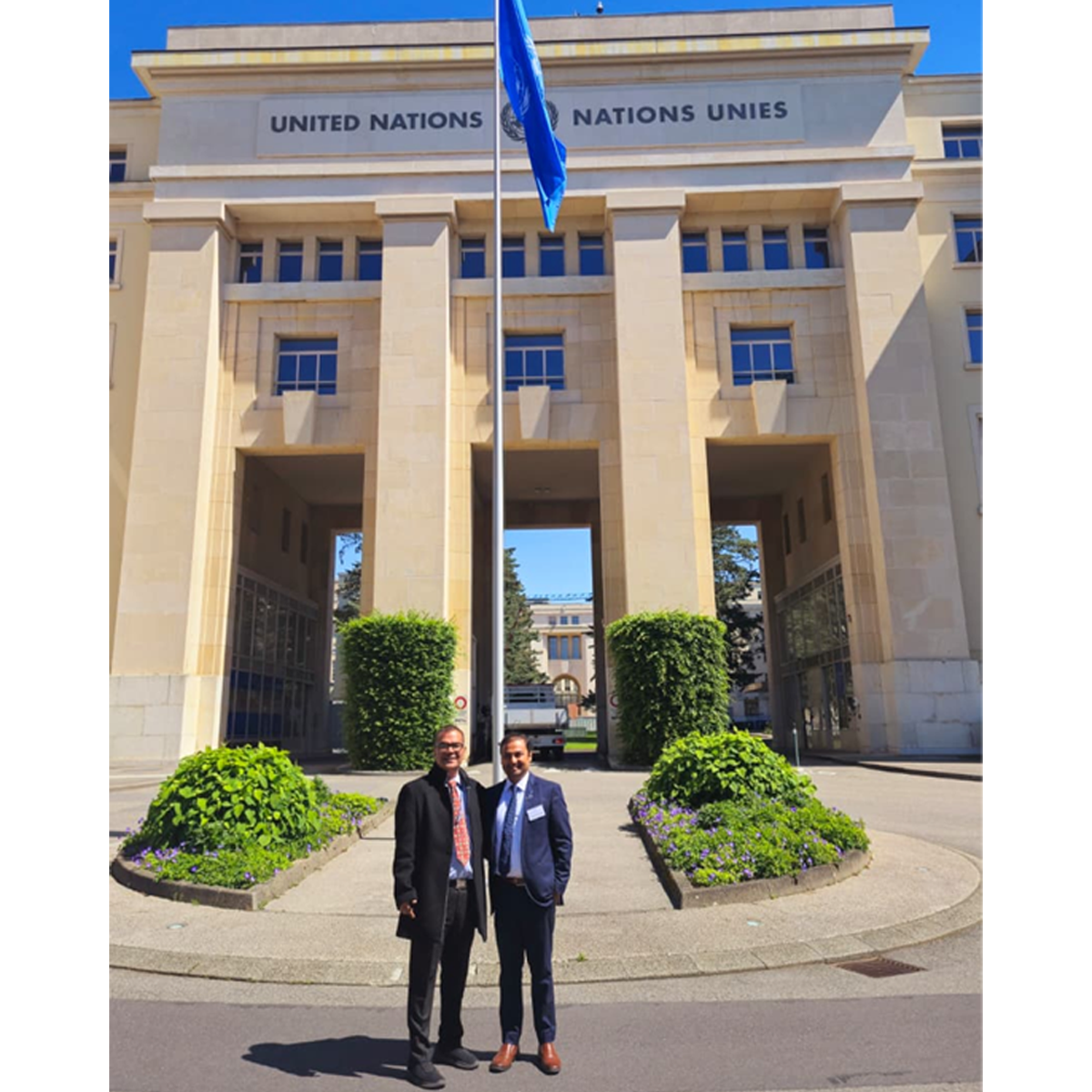 Dr Banshi Saboo, Chair of IDF South-East Asia Region, and Dr Amit Kumar Dey, Chair of the IDF AI Technology Working Group, during WHA79 week in Geneva.